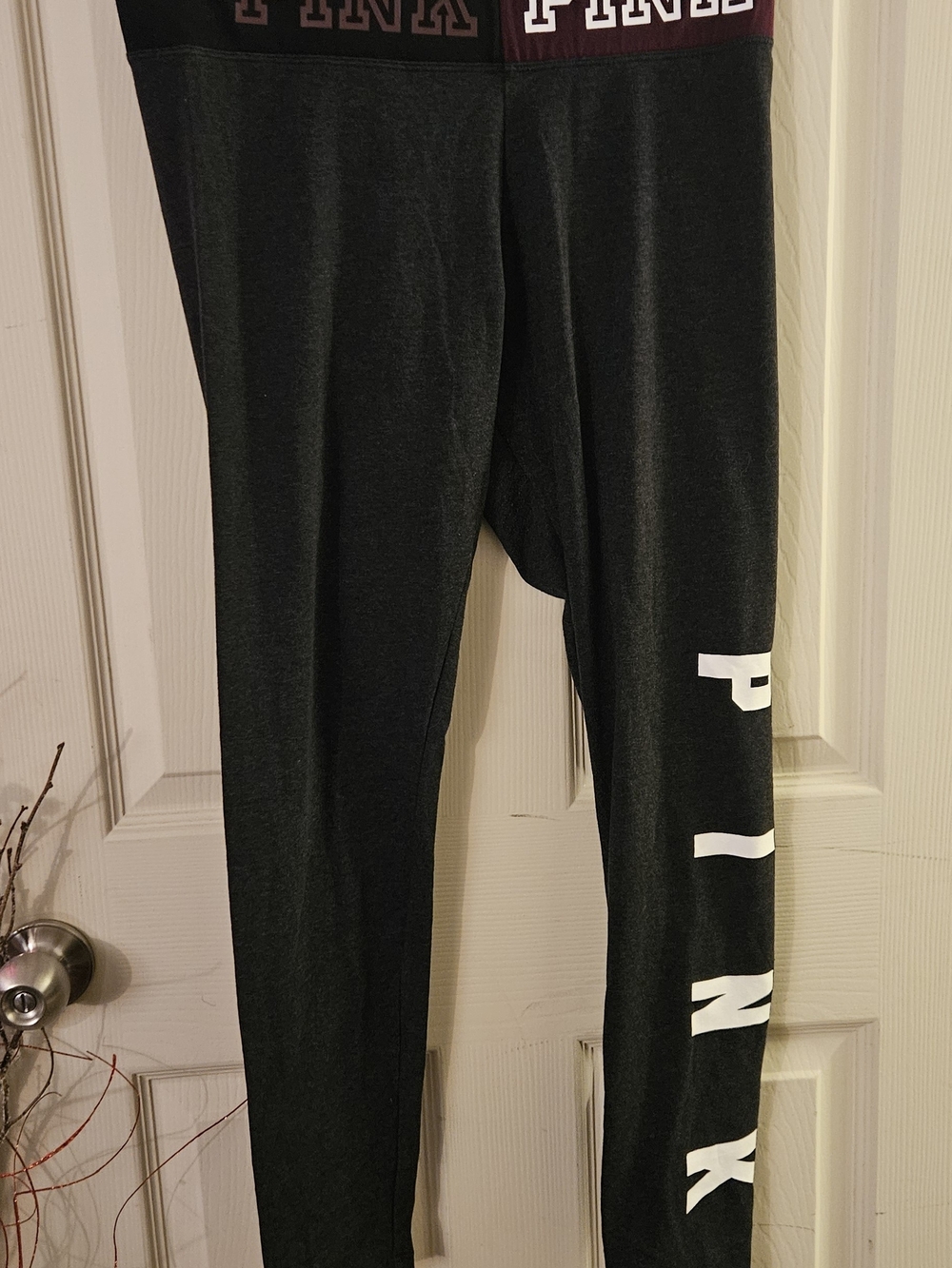 Victoria's Secret PINK Black Leggings with White Logo